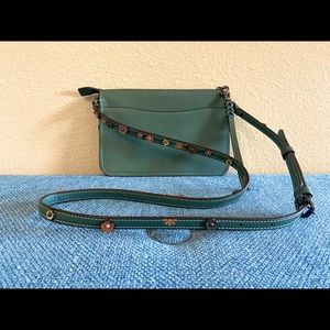 COACH - EMERALD GREEN CROSSBODY W/ FLOWER STUDDED STRAP